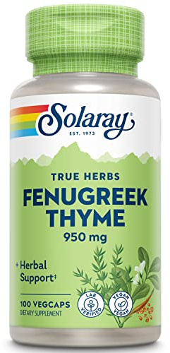 SOLARAY Fenugreek & Thyme 950 mg | Healthy Respiration & Digestion Support | 50 Servings | 100 VegCaps