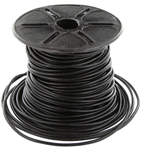 Auroris - Cordon Cuir Rond 1 mm Noir, Cuir véritable, Rouleau 10 m