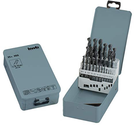 kwb KRAFTIXX HSS Metallbohrer-Satz - Bohrer Set, 25-teilig, Ø 1 bis 13 mm (Steignung 0,5 mm)