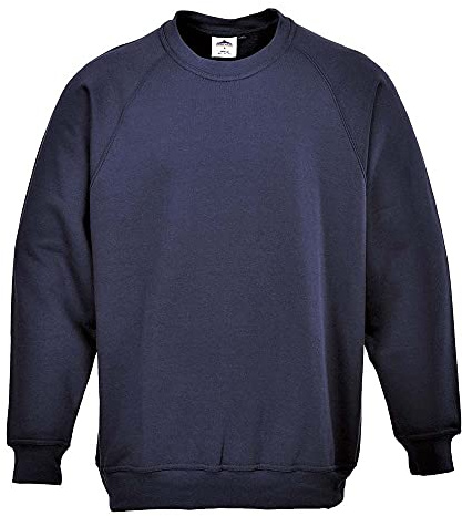 Portwest B300 Roma Sweatshirt Durable Soft Workwear Crew Neck Fleece 40+ UPF Sun Protection Comfortable Fit for Casual Corporate and Industrial Use, Navy, 4XL