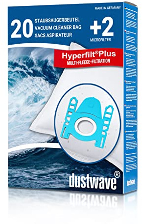 Sparpack - 20 Staubsaugerbeutel passend für Siemens VS55A00 Super XS dino e Bodenstaubsauger 1800W / dustwave® Markenstaubbeutel/Made in Germany + inkl. Micro-Filter