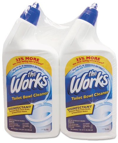 the Works 33302WK Disinfectant Toilet Bowl Cleaner, 32 oz Bottle, 2/Pack