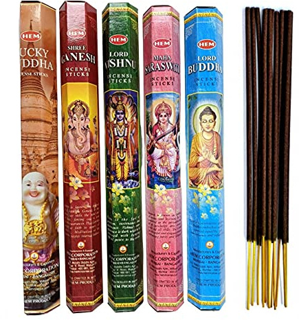 Assortiment d'encens - Bouquet Bouddhisme Hindouisme 5 parfums / 100 bâtons | HEM