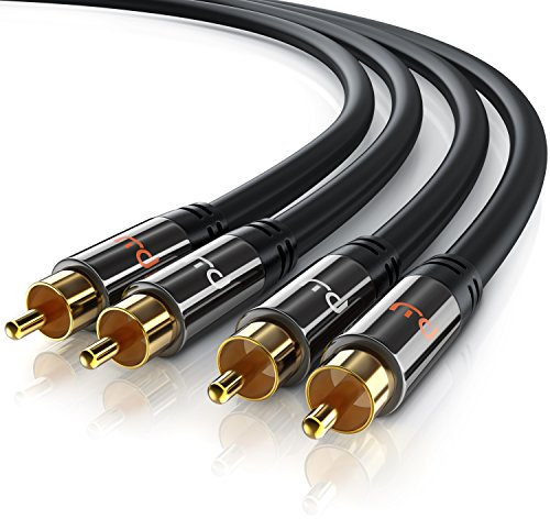 CSL-Computer Cinch Audio Kabel - 1m - Aux Eingänge Audio 2x RCA zu 2x Cinch RCA Stecker - Metall Stecker - doppelte Schirmung - Koaxialkabel geeignet für Verstärker, Stereoanlangen, HiFi Anlagen