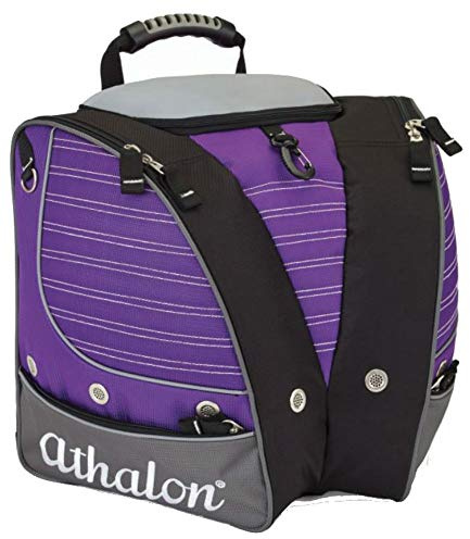 Athalon Tri-Athalon Kids Boot Bag/Backpack for Skiing, Snowboarding, Holds Boots, Helmet, Goggles, Gloves, Purple/Gray