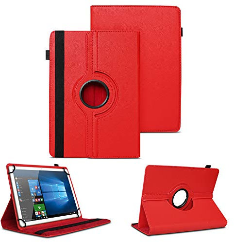 NAUC Tablet Schutzhülle kompatibel mit Wortmann Terra PAD 1006V2 1006 1005 1004 Hülle 360 Grad Drehbar Tasche für Tablets ultradünne Kunstleder Tablethülle Standfunktion, Farben:Rot