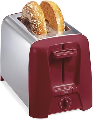 Hamilton Beach 2 Slice Toaster with Extra Wide Slots, Shade Selector, Auto-Shutoff, Cancel Button and Toast Boost, Red