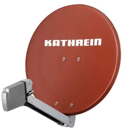 HD satellitsystem från Kathrein för 4 anslutningar med Kathrein CAS 80 (75 cm) i röd Quad LNB – för HDTV 1080p, 3D, Ultra HD 4K