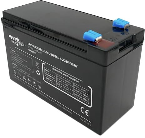 Mach Power Batteria al Piombo AGM 12V 9Ah Ricaricabile, Attacchi Faston F2 6,3mm, ideale per Gruppi di Continuit? UPS, Sistemi di Emergenza, Allarme, Videosorveglianza, UPS-B912