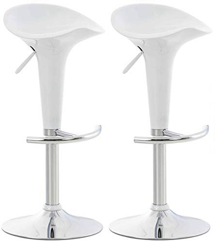 CLP 2er Set Barhocker Saddle Mit Drehbarem Kunsttoffsitz Und Fußablage I Höhenverstellbarer Hocker Mit Metallgestell In Chrom-Optik, Farbe:weiß