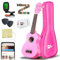 Everjoys Sopran Ukulele Set für Erwachsene 21 Zoll Ukulele Starter Kit mit Tasche, Tuner, Songbook, Saiten, Pick, Kleine Hawaii Gitarre Pink
