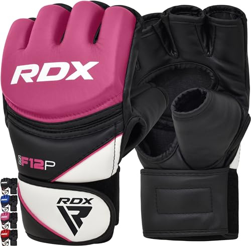 RDX MMA Gloves for Grappling Martial Arts Training, D. Cut Open Palm Maya Hide Leather Sparring Mitts, Perfect for Cage Fighting, Adults & Kids Combat Sports, Punching bag, Muay Thai and Kickboxing
