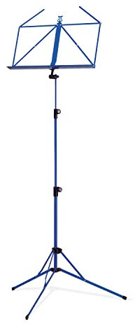 K&M 100/5 Notenpult Blau – Ausziehbarer Notenständer 50-130 cm - klappbare Notenablage, faltbares Metall-Stativ