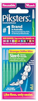 Piksters Interdentalbürsten Größe 6, grün, 0,80 mm, 2er Pack (2 x 10 Stück)