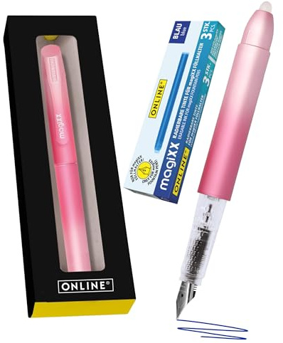 Online Füllhalter magiXX Sweet Love I Füller mit radierbarer, blauer Tinte I inkl. 4 magiXX Patronen I Schreiben, radieren & korrigieren in einem I Füllfederhalter als Geschenk für Schule & Uni