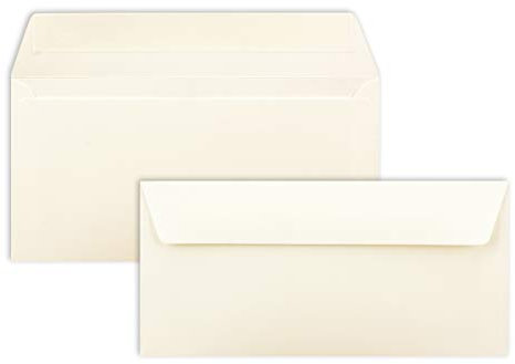 100 Brief-Umschläge DIN Lang - Naturweiß - 110 g/m² - 11 x 22 cm - sehr formstabil - Haftklebung - Qualitätsmarke: FarbenFroh by GUSTAV NEUSER