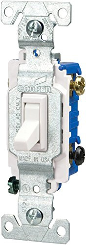 Eaton C1303-7LTW-L 15-Amp, 120-Volt Side and Push Wire Lighted Toggle Switch, White