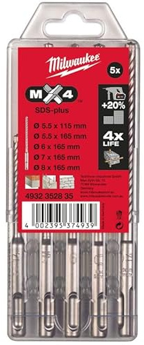 Milwaukee Conjunto de Brocas SDS-Plus RX4-5 PeÃ ‡ as
