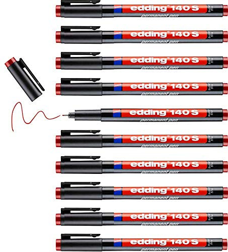 edding 140 S Permanenter Folienschreiber - braun - 10 Stifte - Rundspitze 0,3 mm - Stift zum Schreiben auf Glas, Kunststoff, Folien und glatten Oberflächen - schnelltrocknend, wisch- und wasserfest