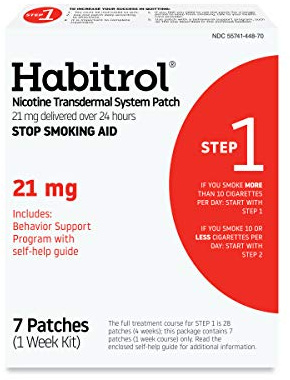 Habitrol Nicotine Transdermal System Patch | Stop Smoking Aid | Step 1 (21 mg) | 7 Patches (1 Week Kit) | Packaging May Vary