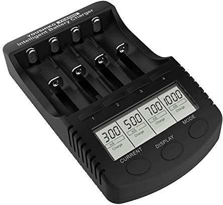 Youshiko YC5000 Professional Standard Intelligent Battery Charger (Official UK Version) for 3.7V Li-ion rechargeable & 1.2V Ni-MH/CD rechargeable batteries ：AAA, AA, SC, C + USB Port