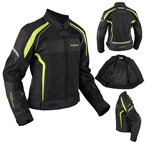 A-Pro Donna Giacca Moto Tessuto Impermeabile Traspirante Riflettente Fluo M