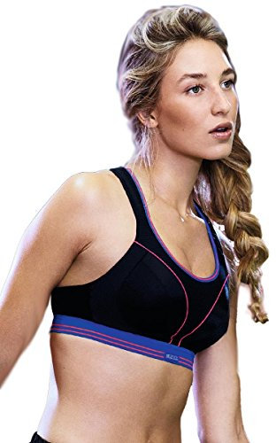 Shock Absorber B5044 Women's Run Sports Bra ,Black/Silver ,30FF