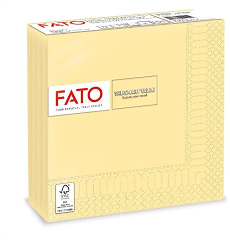 Fato - Einwegservietten aus Papier, ideal für informelle Mittagessen und Buffets, Packung mit 50 Servietten, Größe 33x33, gefaltet in 4, 2-lagig, Farbe Champagner, 100% reines Zellulosepapier, FSC