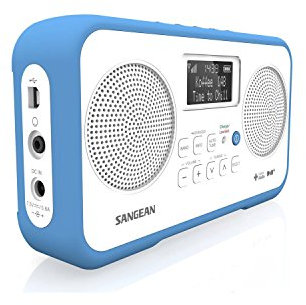 Sangean DPR-77 Digitalradio mit DAB+/UKW-Tuner - Tragbares tischradio - Batterie- und Netzbetrieb - Weiß/blau
