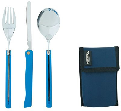 Ferrino Travel, Set Cucchiaio Forchetta E Coltello Uomo, Blu (Blue), Taglia unica