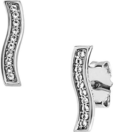 cai Damen Ohrringe 925/- Sterling Silber 12,5mm Glänzend Topas weiß 0,080ct 132210416