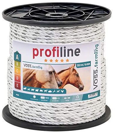 VOSS.farming Weidezaun-Seil 150m 6mm, 3x0,20 Kupfer + 6x0,20 NIRO Leitmaterial Zaunanlage Elektroseil