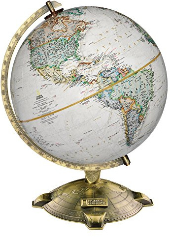 Replogle Allanson, Antique Ocean, National Geographic Cartography, Up-to-Date and Detailed, Desktop Globe, Raised Relief, Antique Plated Die-Cast base (12/30cm diameter)