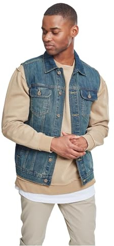 Urban Classics herr denim vest, herr jeansväst, finns i många olika färger, storlekar S till 5XL, Ljusblå, S