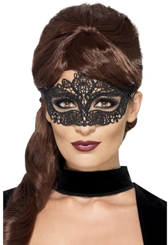 Smiffys 44282 Smiffys Bestickte Spitzen Filigree-Augenmaske, schwarz
