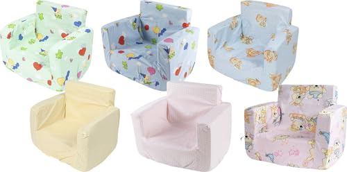 Poupy Sillón suave para niños de algodón, sin BPA, acolchado y revestido de algodón, con base tapizada