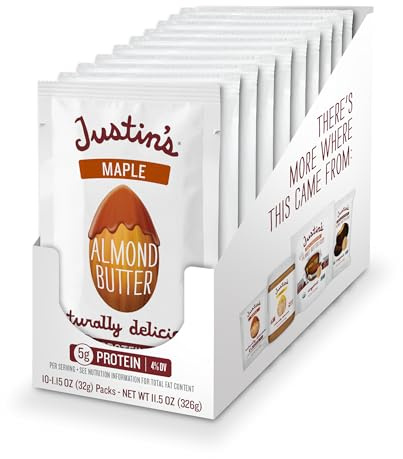 Justin's Nut Butter Maple Almond 10 Squeeze Packs, 1.15 Ounce