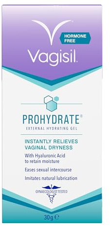 VAGISIL ProHydrate External Hydrating Gel, Intantly Relieves Vaginal Dryness Daily with Hyaluronic Acid to Hydrate and Retain Moisture, Hormone Free, 30 g