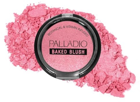 Palladio Baked Blush, Highly Pigmented and Shimmery Powder, Apply Dry for Natural Glow or Wet for Dramatic Radiance, Easy to Blend Makeup Blush, Apply Blusher with Blush Brush, Blushin, 2.5g