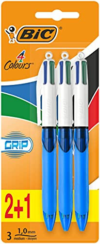 BIC 8899301 4 Colour Grip Kugelschreiber 3 Stück farblich sortiert