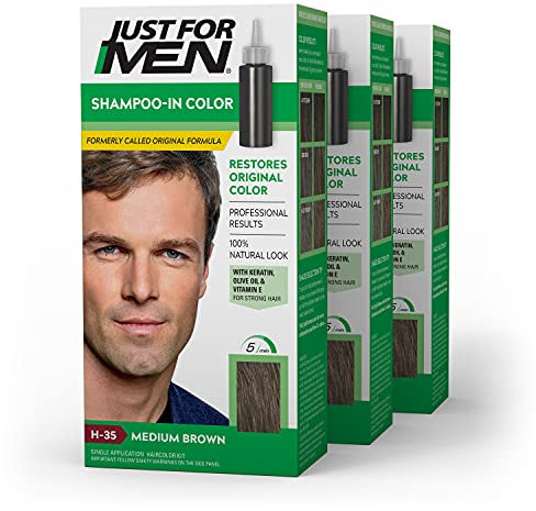 Just For Men Original Formula Men's Hair Color, Medium Brown (Pack of 3)