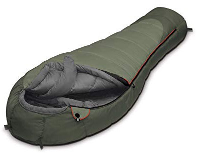 ALEXIKA Camping & Outdoor Schlafsack Aleut, Linke Reißverschluss Mumienschlafsäcke, grün-grau/grau, 230x95x65 cm