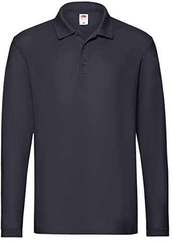 Fruit Of The Loom, Polo Manica Lunga, Uomo, Blu navy, X-Large