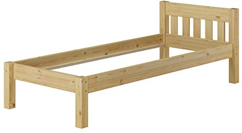 Erst-Holz®Kieferbett Natur Einzelbett 90x200 Massivholz-Bettgestell Futonbett ohne Rollrost 60.38-09 oR