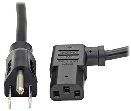 Tripp Lite Standard Computer Power Cord 10A,18AWG (NEMA 5-15P to Left Angle IEC-320-C13) 6-ft.(P006-006-13LA)