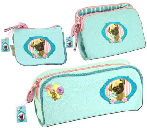 Doggy Love Mops Schlamperrolle Portemonnaie Kulturtasche Set Tasche Depesche