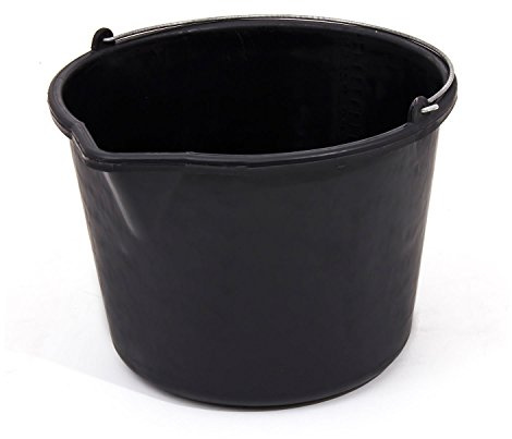 Set of 3 black plastic builders buckets funnel water mixing palstering 12 L