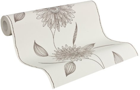 A.S. Création fleecetapet Viora, mönstertapet, blommig, beige, brun, creme, 133830