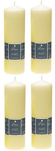 4 x Prices Ivory Altar Candle 250mm X 80mm 125 Hours Burn Time