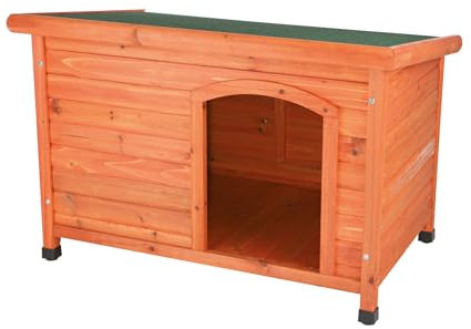 TRIXIE wetterfestes und aufklappbares Hundehaus natura Hundehütte Classic Flachdach, L: 116 × 82 × 79 cm, braun- 39553